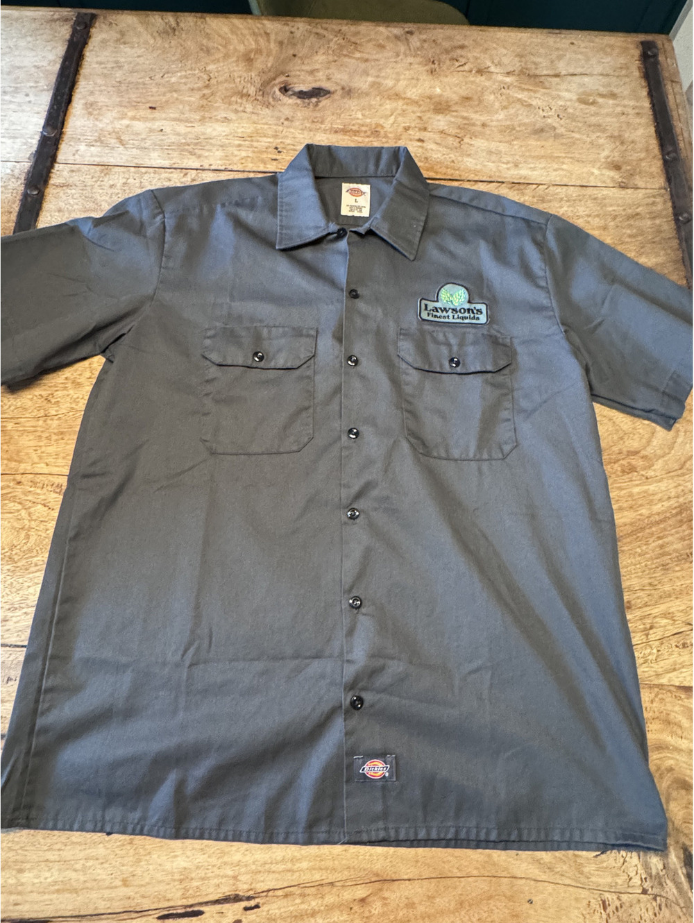 Dickies Mens L Charcoal Work Shirt Lawsons Finest Liquids Brewery Short Sleeve